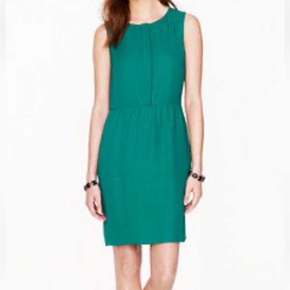 💚 NWT J.Crew Jade Green Sleeveless Viscose Dress – Size 12 Lined with Pockets